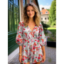 Viscose satijn Flower Dream, apricot
