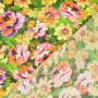 Viscose satin Flowers, green