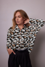 Viscose satijn luipaard, gebroken wit