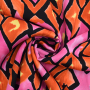 Viscose satin Retro Checks, orange