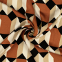 Viscose satin Retro Geometric, dark orange