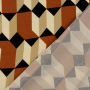 Viscose satin Retro Geometric, dark orange