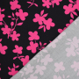 Tissu viscose sergé twill stretch Fleurs Flower shades, noir