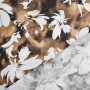 Viscose Stretch flowers, brown