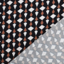 Tissu viscose sergé twill Vintage retro Géométrique Graphic, noir