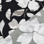 Tissu viscose sergé twill Fleurs Marble Flowers, gris