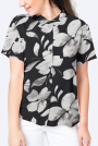 Tissu viscose sergé twill Fleurs Marble Flowers, gris