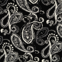 Tissu viscose sergé twill motif cachemire Paisley, noir