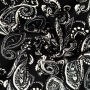 Tissu viscose sergé twill motif cachemire Paisley, noir