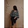 Viscose voile beautiful eukclyptus, zwart
