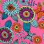 Tissu voile de viscose Fleurs Flower Bomb, fuchsia clair