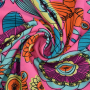Tissu voile de viscose Fleurs Flower Bomb, fuchsia clair