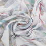 Viscose voile Leaf Dream, grey white
