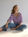 Viscose voile Palm Leaves, paars