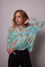 Viscose Voile Tiffany Flowers, mint green