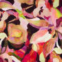 Tissu jersey viscose abstract flowers, rose millennial