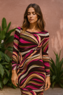 Viscose jersey Abstract Lines, bruin