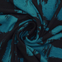 Tissu jersey viscose abstrait Brush Stroke, bleu pétrole