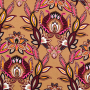 Tissu jersey viscose Motif cachemire Paisley Flowers, caramel