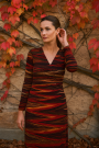 Tissu jersey viscose zig zag, rouge