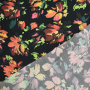 Tissu viscose Fleurs Autumn Flowers, noir