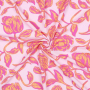Viscose stof flowers, roze