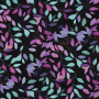 Viscose stof Color Leaves, zwart