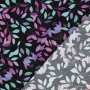 Viscose stof Color Leaves, zwart