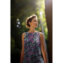 Viscose stof Color Leaves, zwart