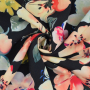 Tissu viscose Fleurs Flower Bomb, noir