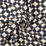 Viscose stof Flower Cubes, marineblauw