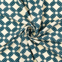 Viscose stof Flower Cubes, petrol