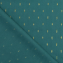 Tissu viscose plumetis doré Golden Glamour, bleu canard