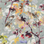Viscose stof Aquarell Flowers, oudgroen