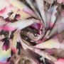 Viscose Fabric Pansy Flowers, taupe
