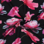 Viscose stof Pink Flowers, zwart
