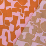 Viscose stof Radiance Abstract, donkeroranje