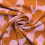 Viscose stof Radiance Abstract, donkeroranje