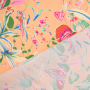 Viscose fabric Tropic Flowers, light orange