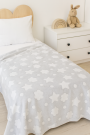 Tissu polaire doux wellness Flowers and Stars, gris clair
