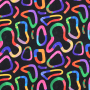 Tissu sweat molleton Cercles rétro colorés Graphic Circles, noir