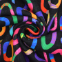 Tissu sweat molleton Cercles rétro colorés Graphic Circles, noir