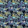 Tissu sweat molleton Super cool Musique, noir
