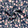Tissu sweat molleton Roses, bleu denim