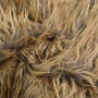 Tissu fausse fourrure à longs poils hirsutes Curly, marron